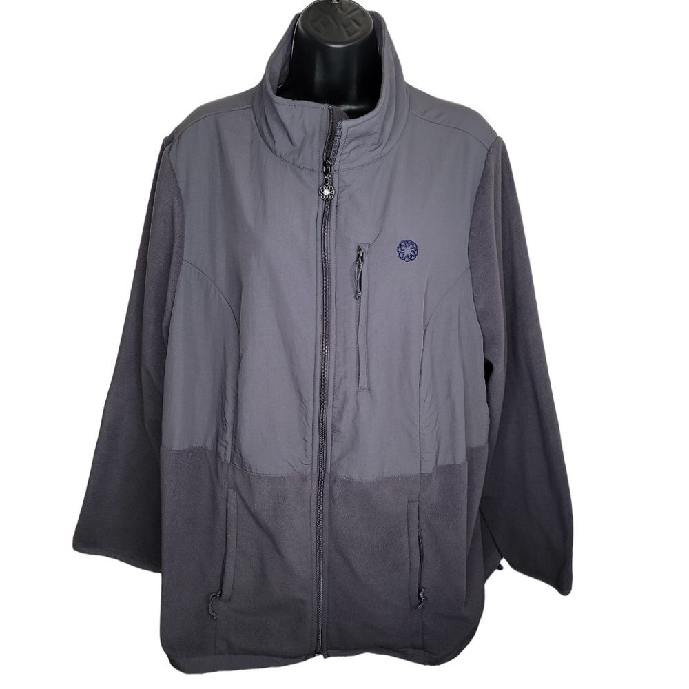 Catherines gray fleece full zip jacket coat size 1x (18/20)